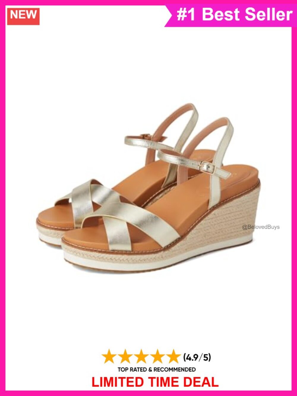 Cole Haan Cloudfeel Silvee Espadrille Leather Wedge Sandal